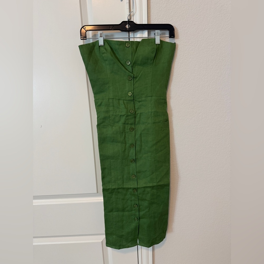 Reformation Prescott Linen Strapless Dress size 2